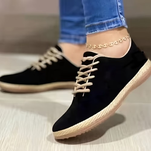 Women's Casual Flat Sneakers, Lightweight Lace Up Low Top Trainers, Comfortable Walking Sports Shoes