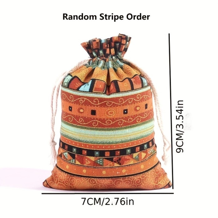 1pc Egyptian Pattern Linen Drawstring Bag, Gift Packaging Bag, Jewelry Gift Candy Storage Bag, Multi-color Multi-size To Choose, For Chrismas