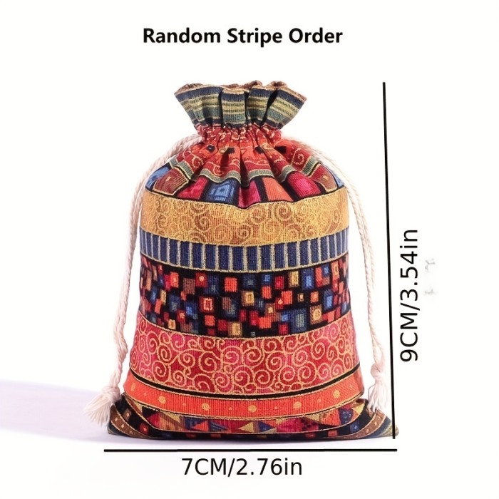 1pc Egyptian Pattern Linen Drawstring Bag, Gift Packaging Bag, Jewelry Gift Candy Storage Bag, Multi-color Multi-size To Choose, For Chrismas