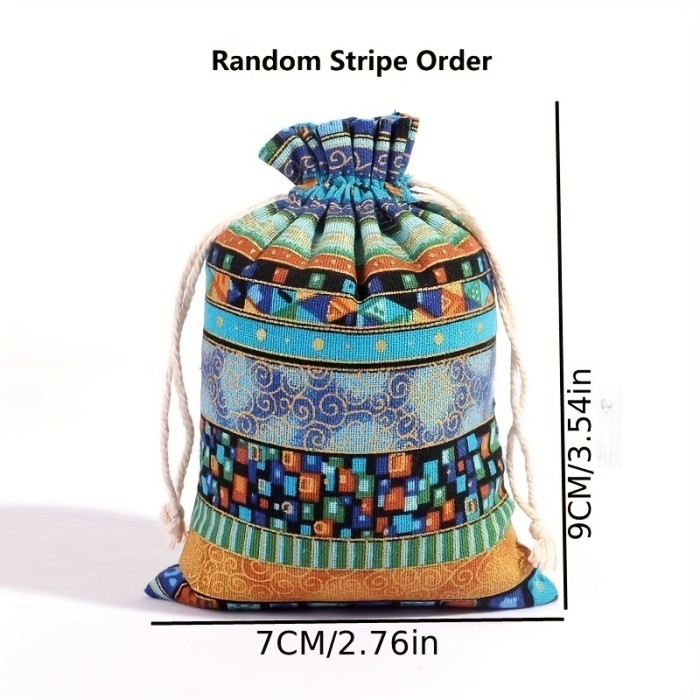 1pc Egyptian Pattern Linen Drawstring Bag, Gift Packaging Bag, Jewelry Gift Candy Storage Bag, Multi-color Multi-size To Choose, For Chrismas