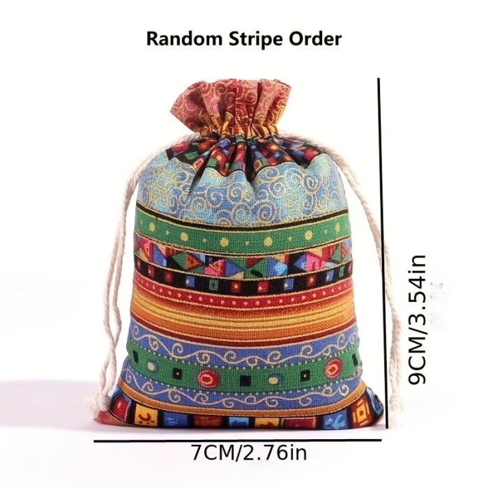 1pc Egyptian Pattern Linen Drawstring Bag, Gift Packaging Bag, Jewelry Gift Candy Storage Bag, Multi-color Multi-size To Choose, For Chrismas