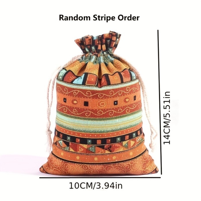 1pc Egyptian Pattern Linen Drawstring Bag, Gift Packaging Bag, Jewelry Gift Candy Storage Bag, Multi-color Multi-size To Choose, For Chrismas
