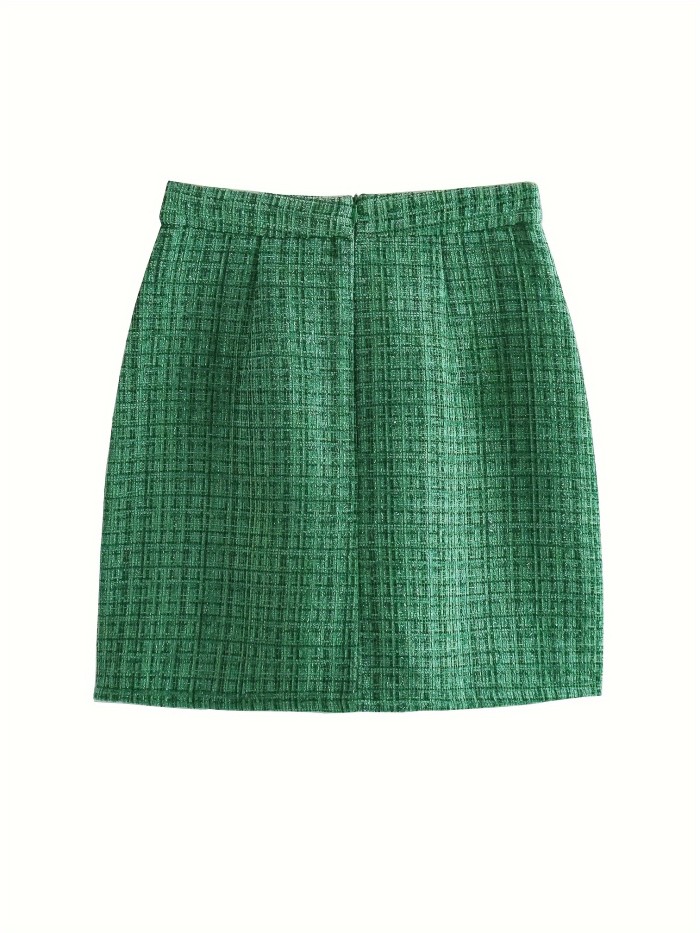 Plaid Print High Waist Skirt, Elegant A Line Versatile Mini Skirt, Women's Clothing