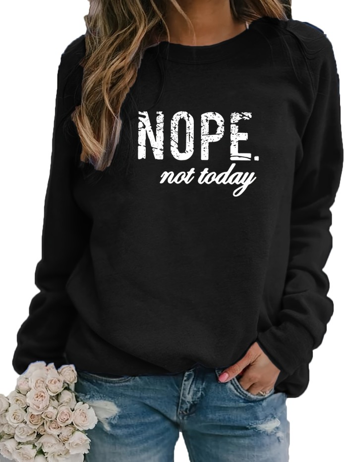 Letter Print Pullover Sweatshirt, Casual Long Sleeve Crew Neck Sweatshirt For Fall & Winter, Women's Clothing