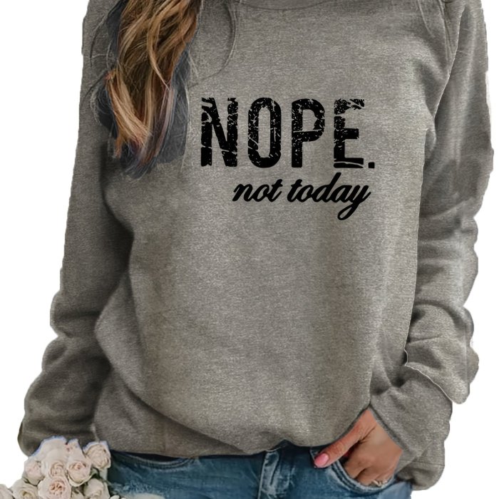 Letter Print Pullover Sweatshirt, Casual Long Sleeve Crew Neck Sweatshirt For Fall & Winter, Women's Clothing