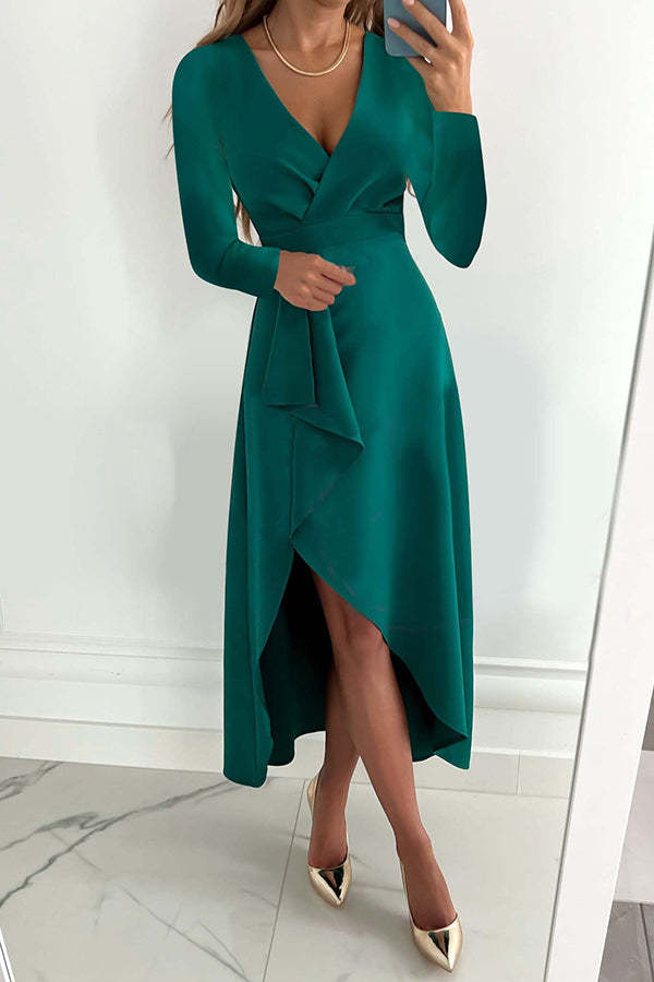 Ruffle Long Sleeve Midi Dress