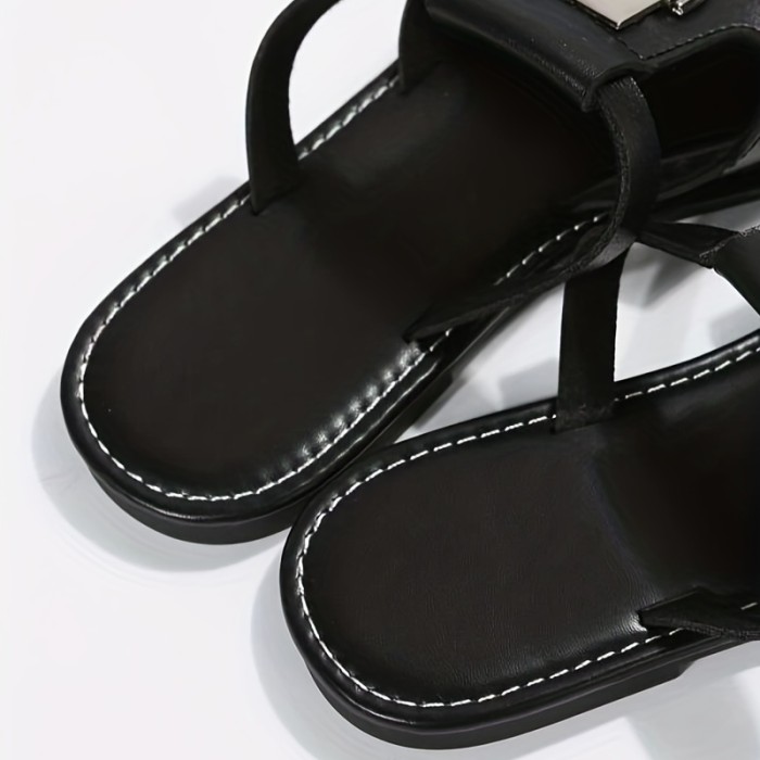 Women's Flat Slide Sandals, Fashionable Open Round Toe Non Slip Slides Shoes, Outdoor Beach Slides
