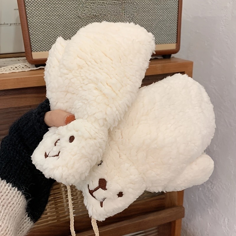 New 1Pair Women Plush Cute Bear Claw Warm Gloves Soft Anime Cosplay Plush For Women