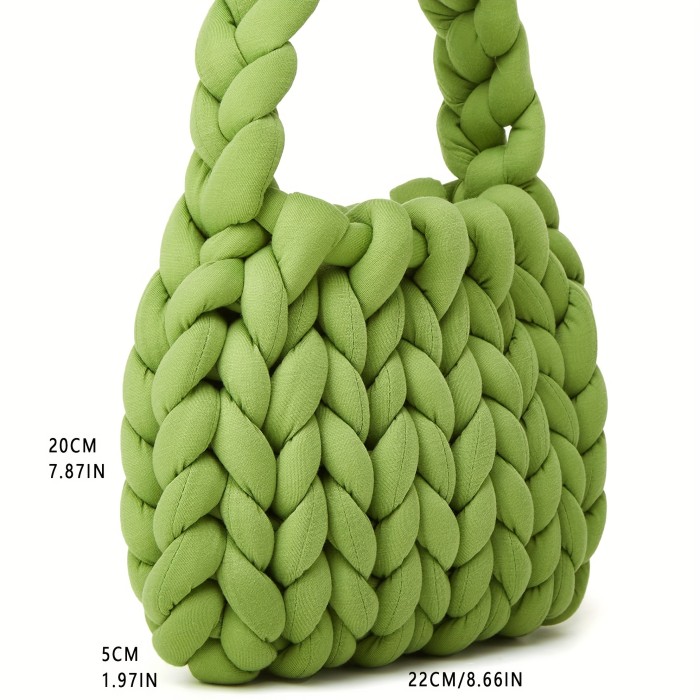 Stylish Woven Open Handbag, Solid Color Underarm Bag, Perfect Handle Bag For Daily Use