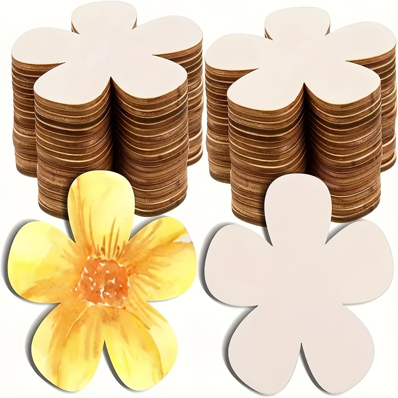 20pcs Unfinished Wooden Flowers Cut Wooden Disc Handicrafts Blank Flower Shape Wood Ornaments Artistic Creation Flowers Decorative Wood Chips Handmade Supplies For DIY Project & Home Decoration