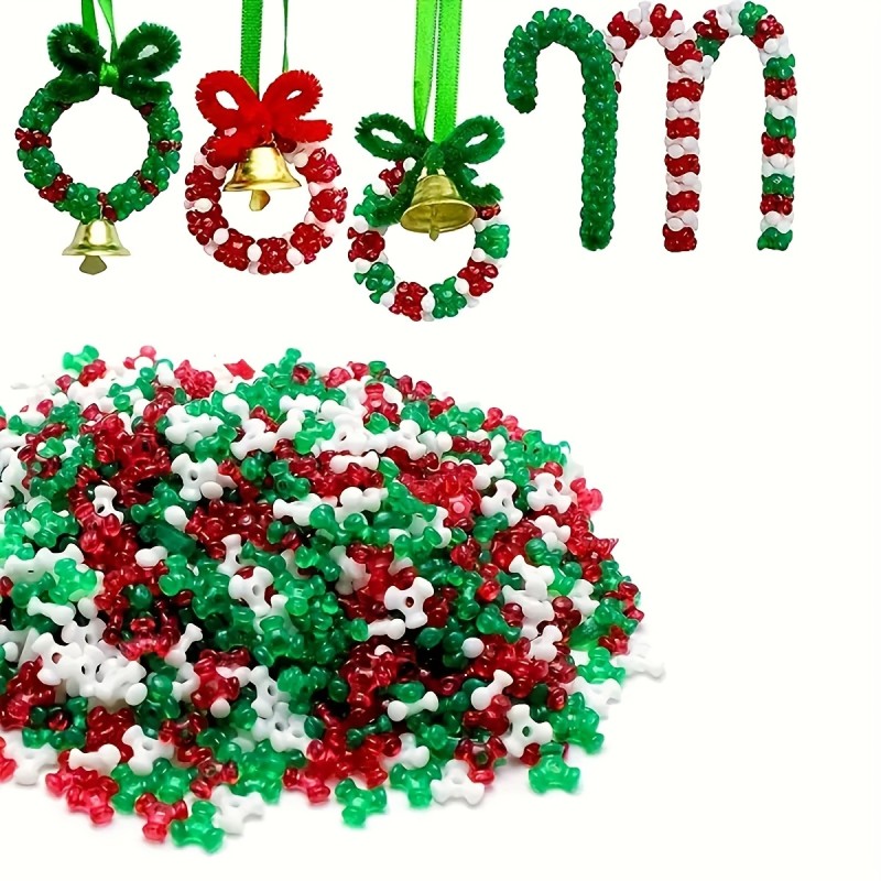 100pcs 10mm Christmas Beaded Decorations DIY Garland Bells Christmas Pine Tree Pendants Bracelet Necklaces Phone Chains Creative Jewelry Making Craft Supplies