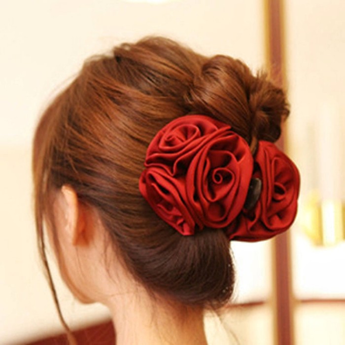 Big Rose Flower Hair Claw Shakr Claw Vintage Back Head Hair Clip Coquette Style Hair Accessory