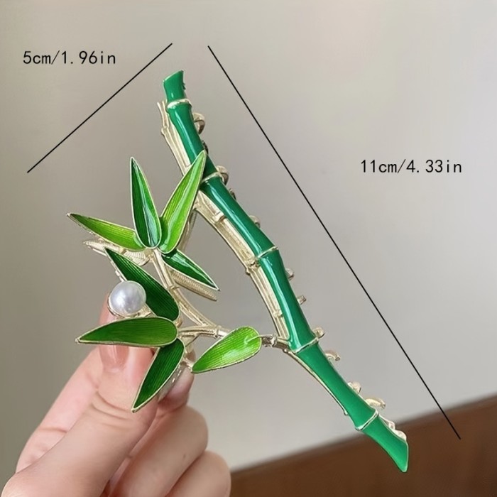 Antique Metal Bamboo Hair Claw for Women - Large Shark Clips for Secure Hair Hold - Stylish Hair Accessory