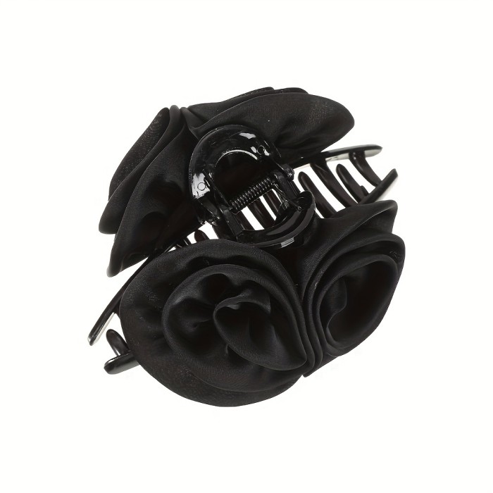 Black Rose Flower Hair Claw Clip Shark Clip For Thick And Thin Hair  For Women Non-Slip Hair Clip Accessories ( Black , White Burgundy )