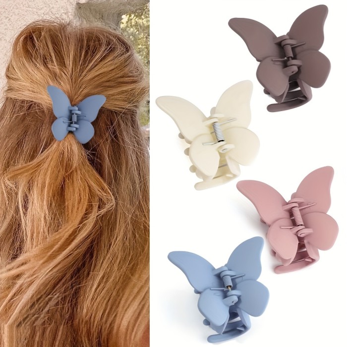4pcs Small Matte Hair Claw Clip Butterfly Shaped Hair Claw Sweet Hair Claw For Side Hair Bang Braids Women Girls Sweet Hair Claw Clip