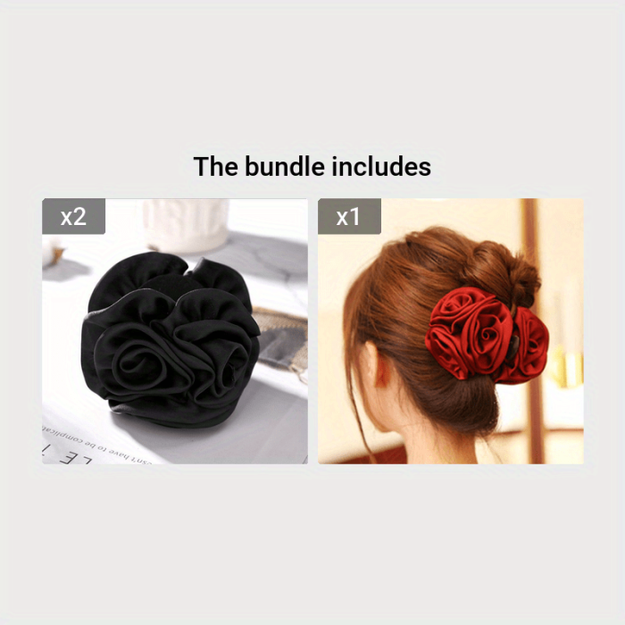 Big Rose Flower Hair Claw Shakr Claw Vintage Back Head Hair Clip Coquette Style Hair Accessory