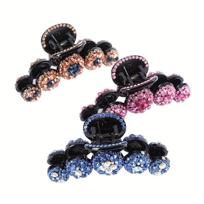 1pc Colorful Rhinestone Ball Shape Hair Claw Clip Large Hair Clips Ponytail Holder Jaw Clips Eelgant Hair Accessories For Women