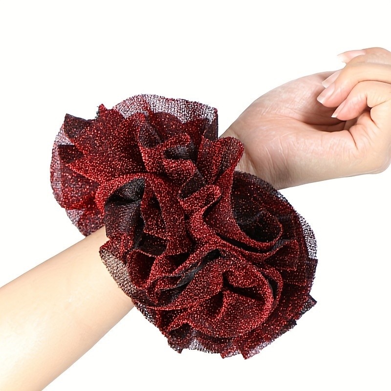 1pc Large Hair Ring Big Scrunchie Elastic Rubber Band Headwear Glitter Ponytail Holder Head Wrap Hair Rope