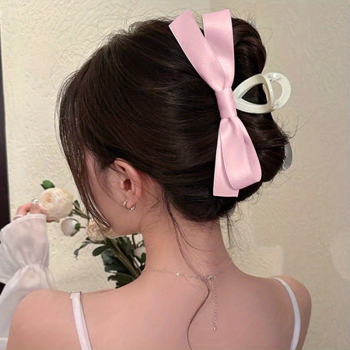 Black Bow Fabric Hair Claw Clip Elegant Non-Slip Strong Hold Grip Hair Jaw Clip For Thick Hair Accessories