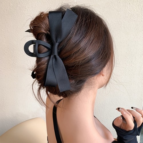 Black Bow Fabric Hair Claw Clip Elegant Non-Slip Strong Hold Grip Hair Jaw Clip For Thick Hair Accessories