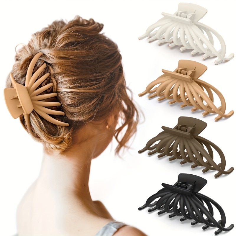 4pcs Boho Style Matte Octopus Claw Clip for Thick, Thin, and Curly Hair - Large Hair Claw for Women and Girls