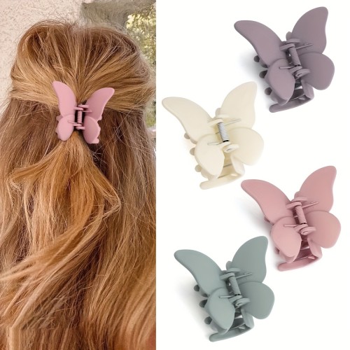 4pcs Small Matte Hair Claw Clip Butterfly Shaped Hair Claw Sweet Hair Claw For Side Hair Bang Braids Women Girls Sweet Hair Claw Clip