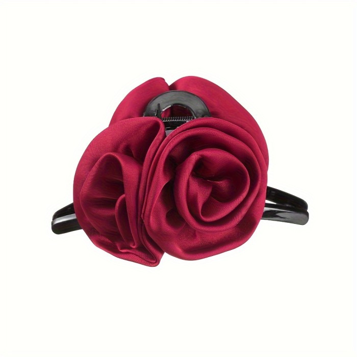 Black Rose Flower Hair Claw Clip Shark Clip For Thick And Thin Hair  For Women Non-Slip Hair Clip Accessories ( Black , White Burgundy )