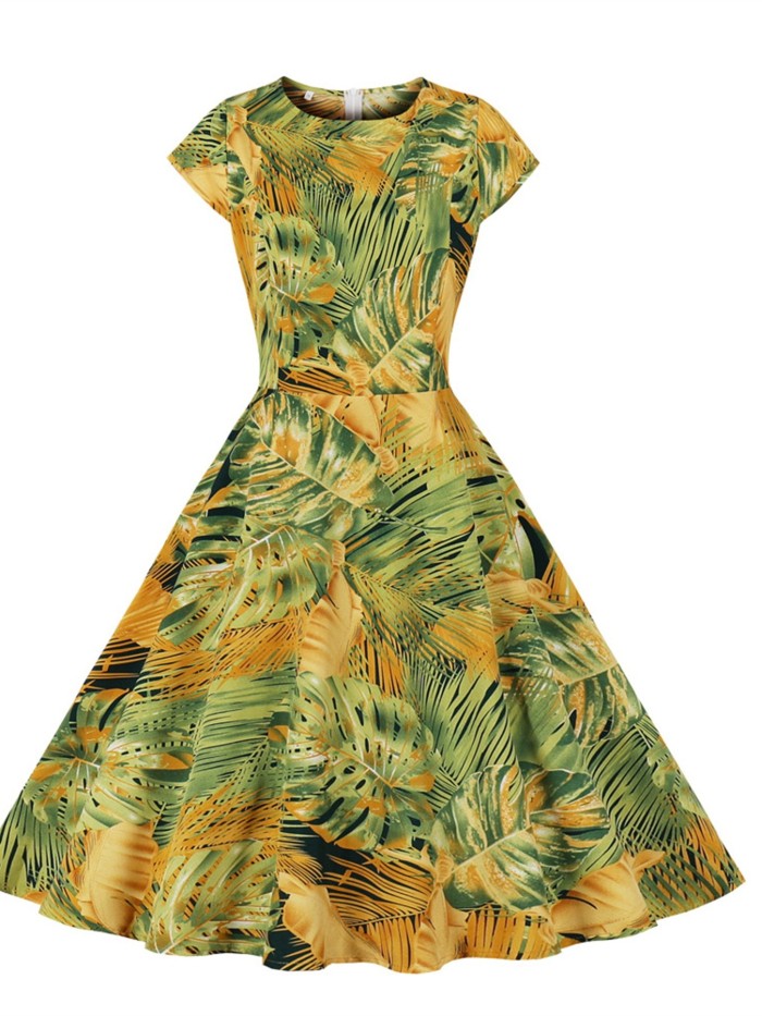 Women's Dresses Casual Summer Fashion Floral Print Vintage Loose Swing Dresses
