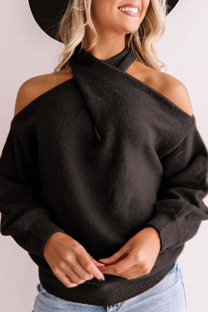 Dew Shoulder Design Sweater(4 Colors)