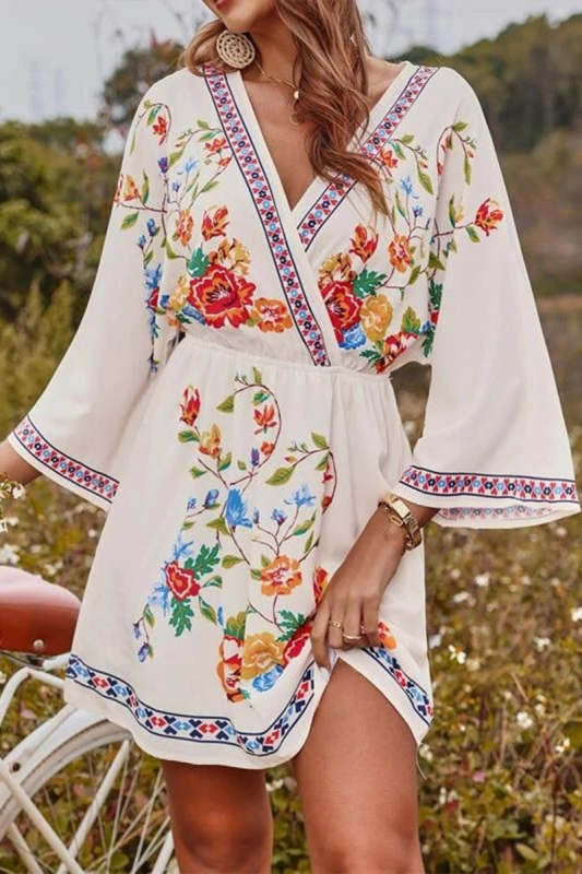 Bohemian Vintage Printing Temperament Mini Holiday Dress