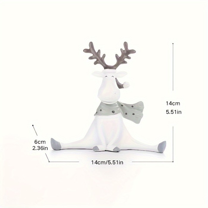 1pc Christmas Cute Elk Ornaments,New Year Gift Hand-painted Sculpture Ornaments