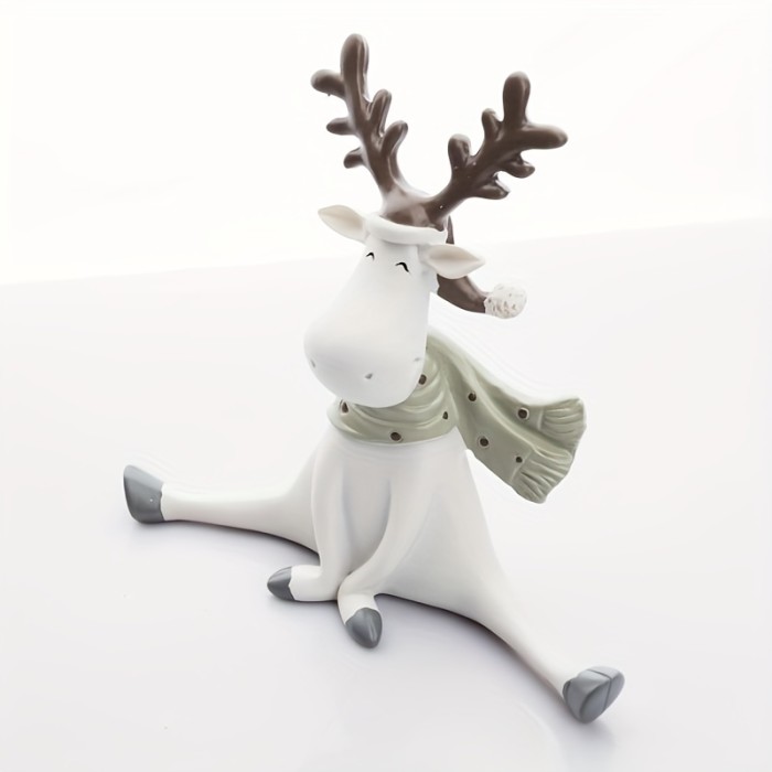 1pc Christmas Cute Elk Ornaments,New Year Gift Hand-painted Sculpture Ornaments, Wedding Couple Decorations, Confession Dolls, Car Decorations, Home Living Room Bar Coffee Shop Decoration Ornaments- Suitable For Christmas, New Year's Day Gifts