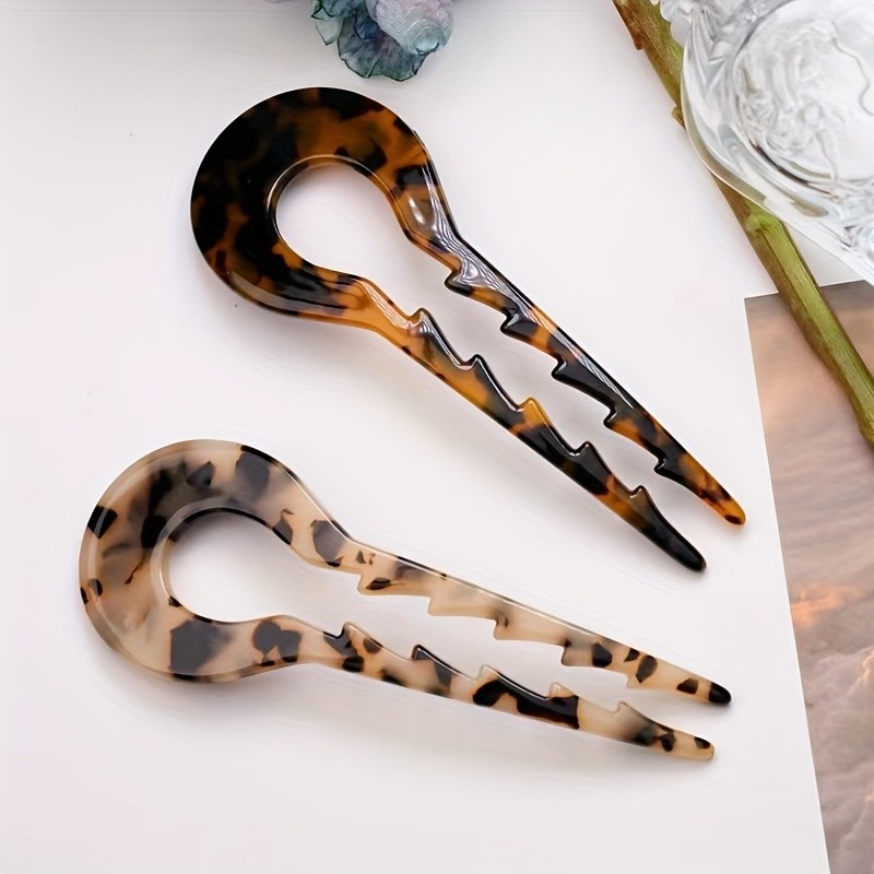 Elegant and Stylish Acetic Acid Hairpins - Multi-Colored Chinese Style Hairpins with Toothed Design for Fashionable Hair Accessories