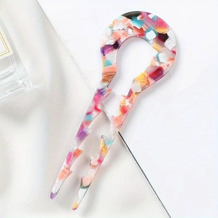 Elegant and Stylish Acetic Acid Hairpins - Multi-Colored Chinese Style Hairpins with Toothed Design for Fashionable Hair Accessories