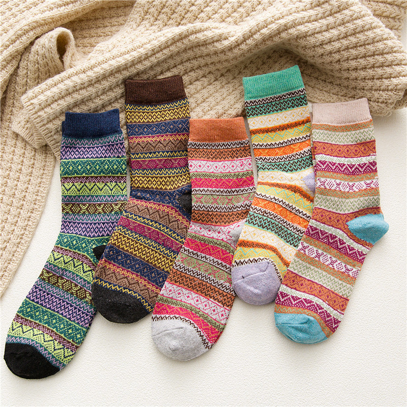 5 Pairs Women's Cotton Blend Socks. Thick, Warm And Cozy Crew Socks. Perfect Gift For Her