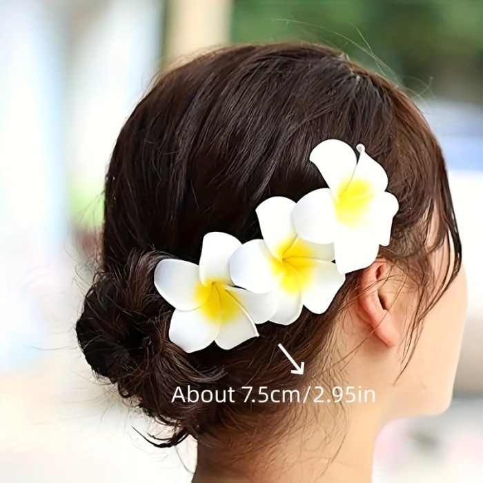 3pcs Plumeria Hairpin Hawaiian Simulation Flower Hair Clips Sweet Side Hair Clips Braids Clips Cute Hair Accessories For Women Girls