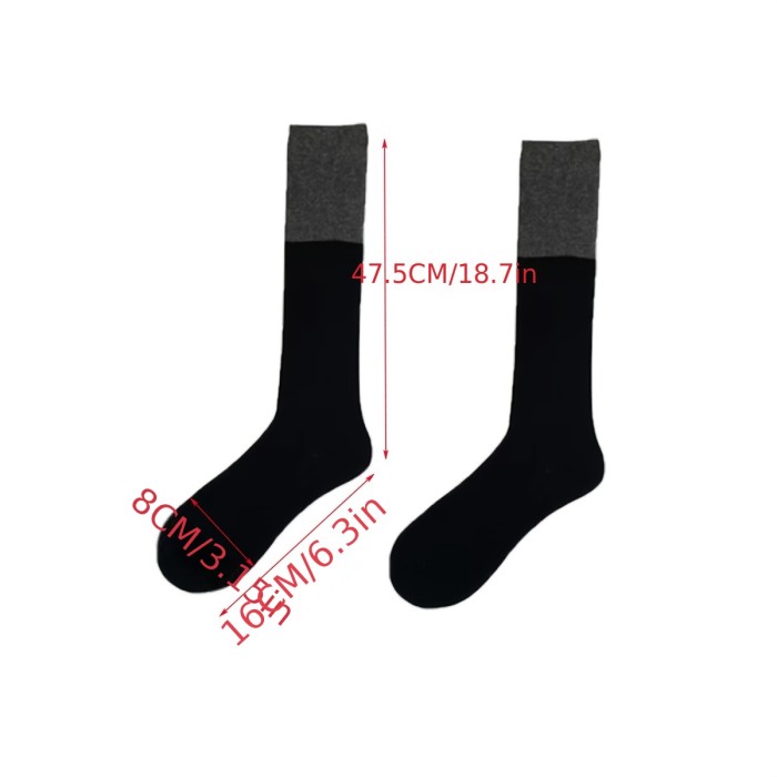 1 Pair Two Tone Color Over The Knee Socks, JK Streetwear College Style Thigh High Long Stockings For Daily Wear