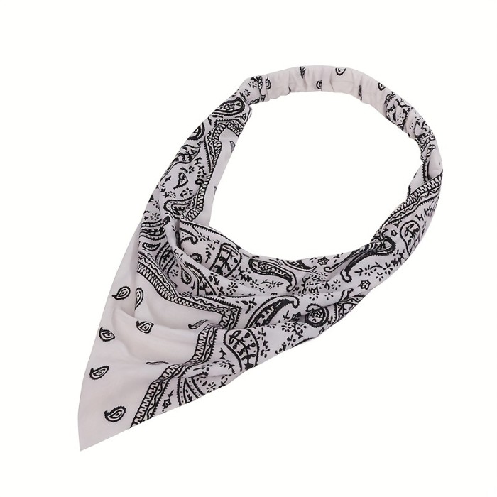 6pcs Boho Paisley Print Triangle Scarf Headband - Elastic Turban for Women - Stylish Bandana Head Wrap Kerchief Accessory