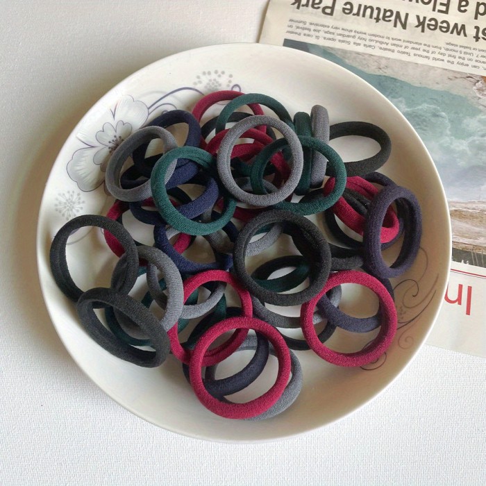 50\u002F100\u002F200pcs Different Colors Rubber Band Ponytail Hair Tie Simple Decorative Hair Accessories , ideal choice for gifts