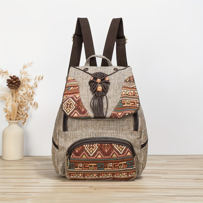 Bohemian Multi-layer Backpack With Large Capacity, Owl Leisure Vacation Book Bag