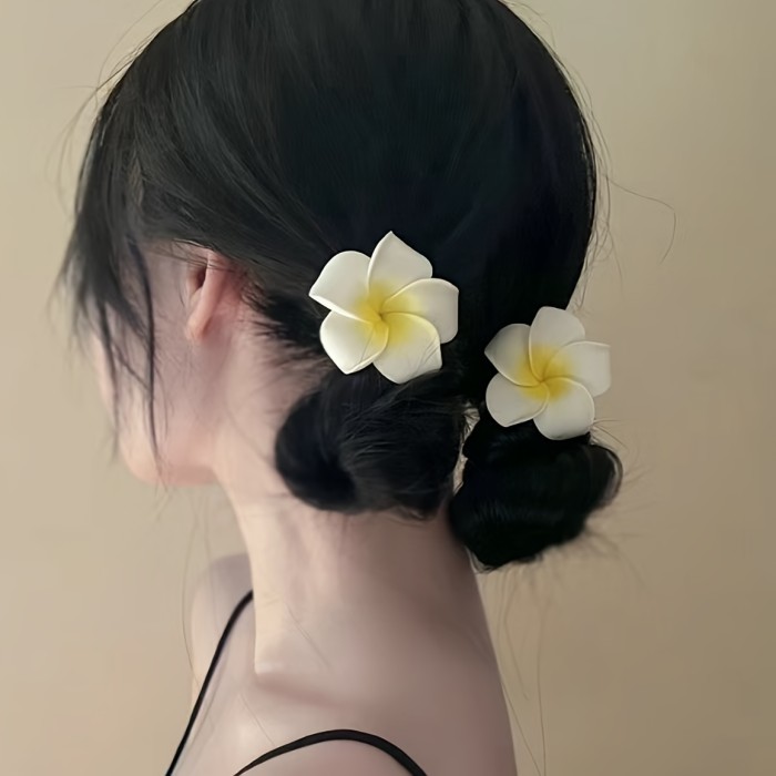3pcs Plumeria Hairpin Hawaiian Simulation Flower Hair Clips Sweet Side Hair Clips Braids Clips Cute Hair Accessories For Women Girls