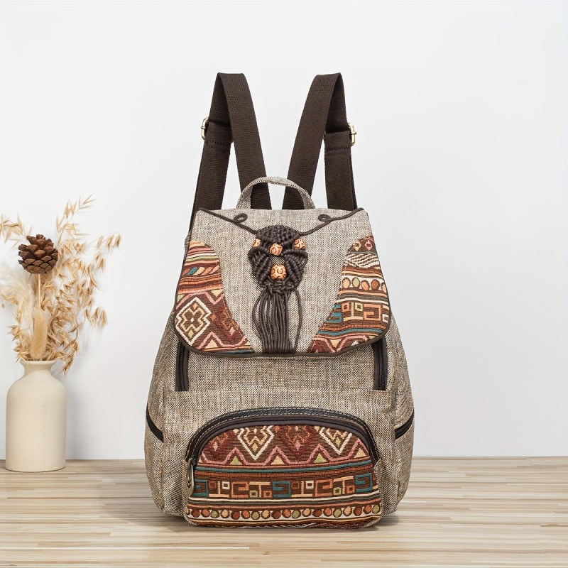 Bohemian Multi-layer Backpack With Large Capacity, Owl Leisure Vacation Book Bag