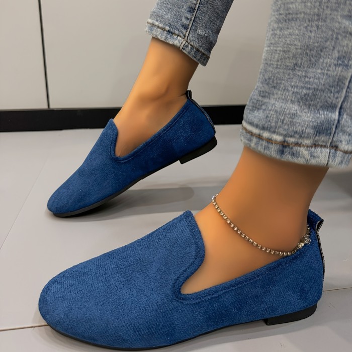Women's Solid Color Flat Shoes, Casual Slip On Closed Toe Shoes, Lightweight & Comfortable Shoes