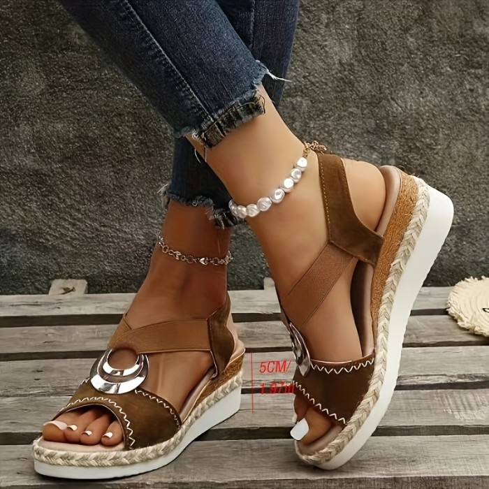 Women's Trendy Wedge Sandals, Casual Open Toe Platform Sandals,  Comfortable Summer Shoes