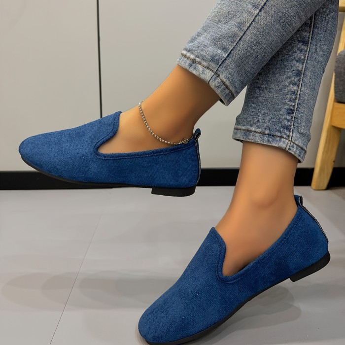 Women's Solid Color Flat Shoes, Casual Slip On Closed Toe Shoes, Lightweight & Comfortable Shoes