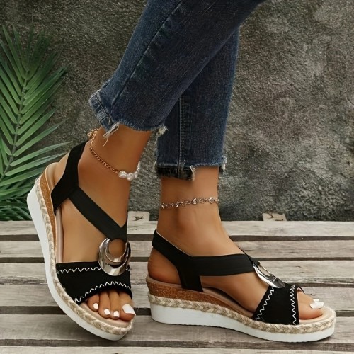 Women's Trendy Wedge Sandals, Casual Open Toe Platform Sandals,  Comfortable Summer Shoes