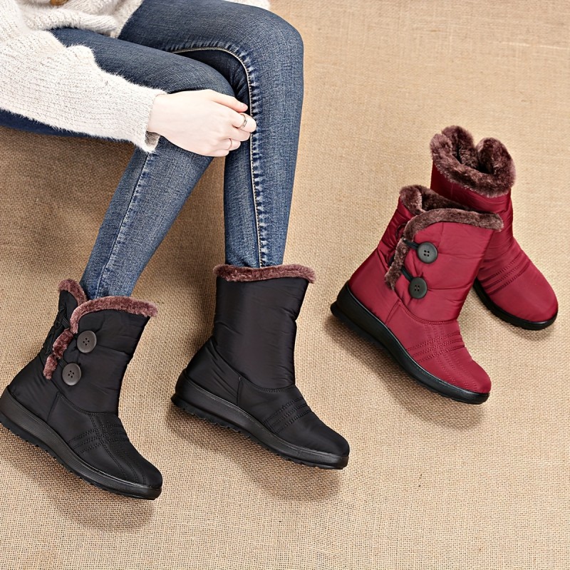 Women's Simple Snow Boots, Casual Plush Lined Winter Boots, Women's Comfortable Short Boots