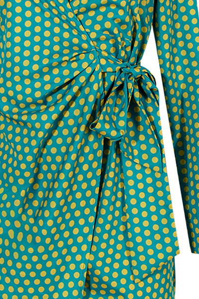 Fashion Elegant Polka Dot Patchwork Strap Design Turndown Collar Dresses