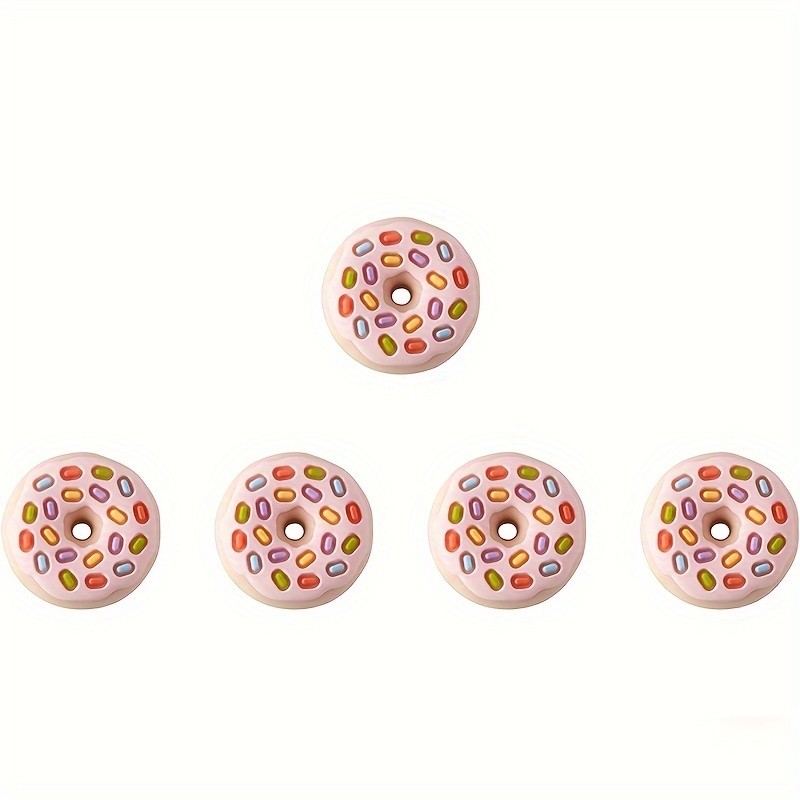 5Pcs 22x9mm Silicone Donut Food Beads Candy Cabochons Cute Cookies Macaron Dessert Buttons For Jewelry Making DIY Scrapbooking Decors Craft Supplies