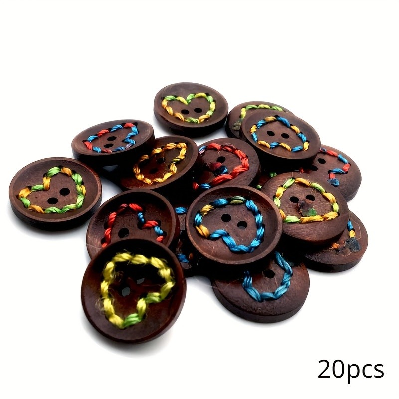 20pcs\u002FLot 20mm\u002F0.78in Colorful Tie Rope 2 Hole Decorative DIY Wooden Buttons For Handmake Scrapbooking Crafts Clothing Button